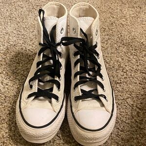 Converse White High-Top Sneakers with Black Accents